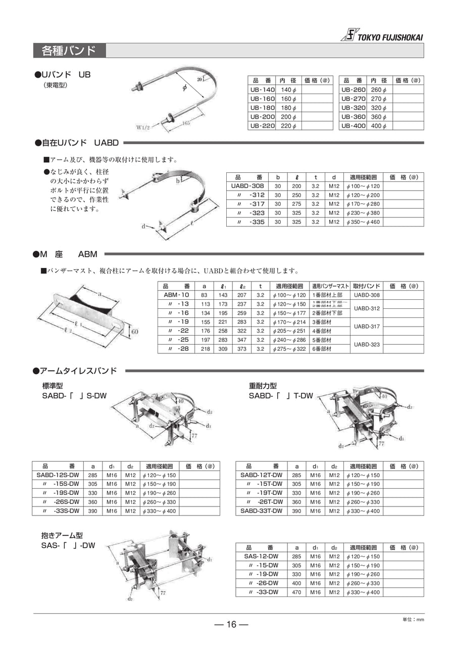 自在バンド Uバンド M座 ABM アームタイレスバンド(16ページ目)
