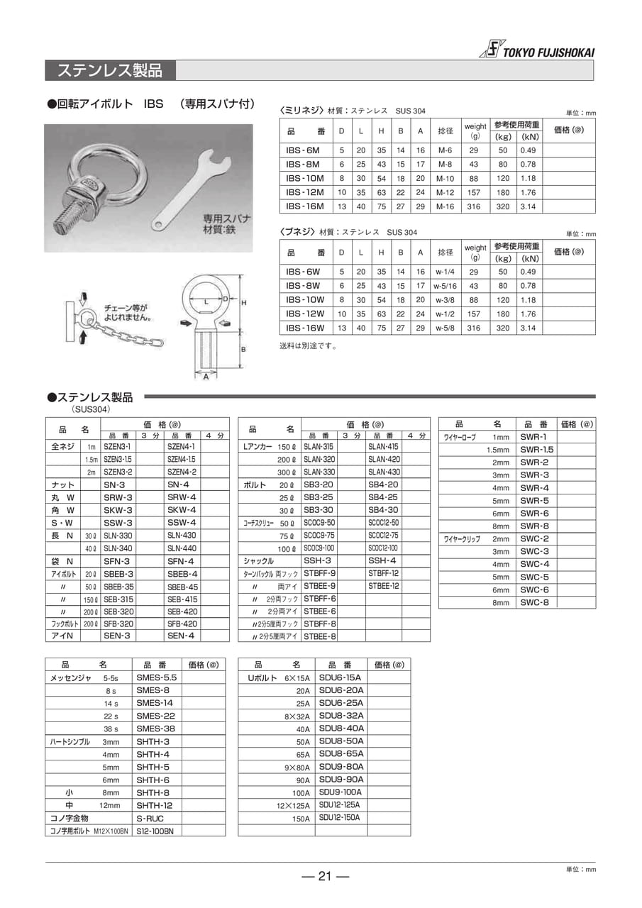 回転アイボルト ステンレス製品(21ページ目)