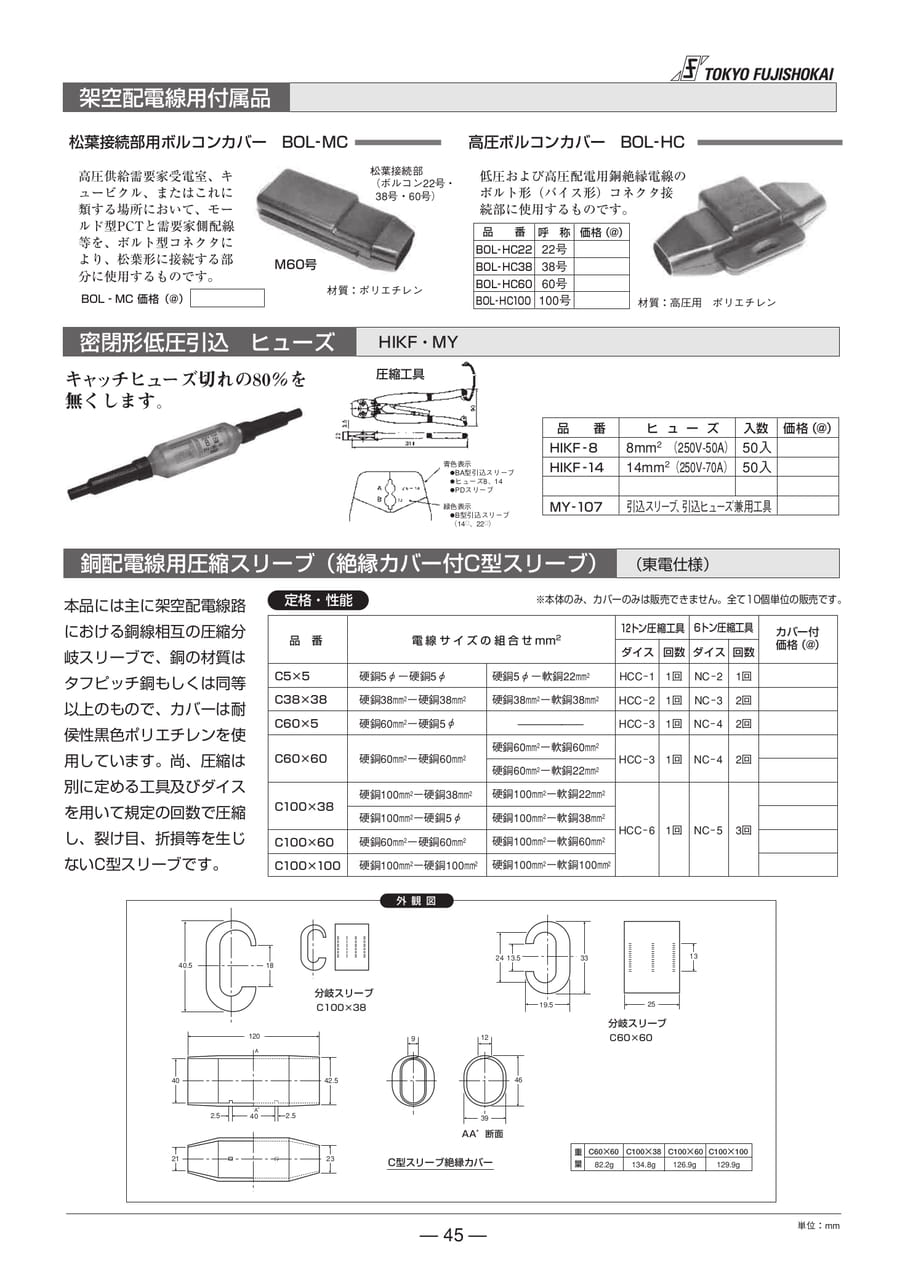 架空配電線用付属品 ヒューズ スリーブ(45ページ目)