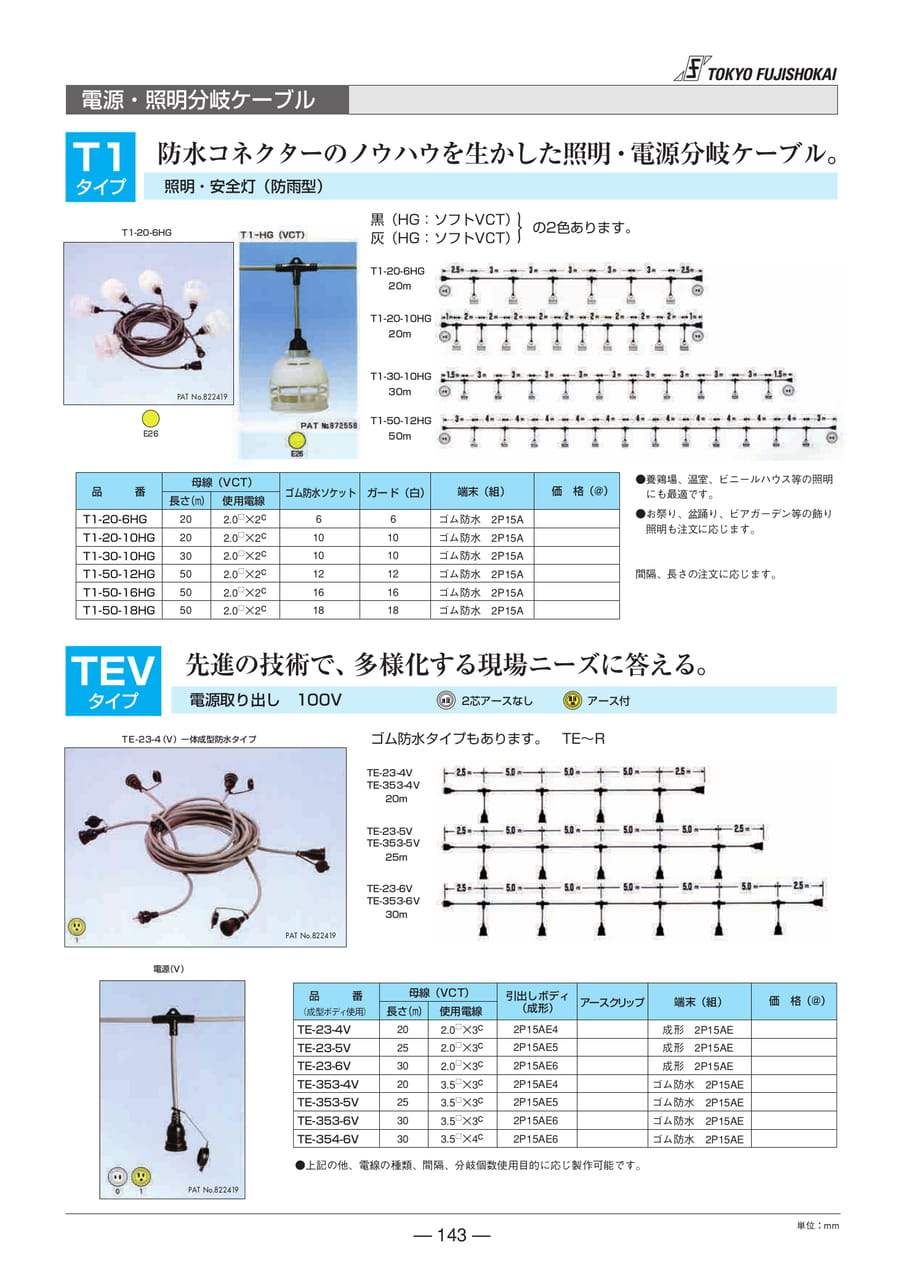 電源・照明分岐ケーブル(143ページ目)