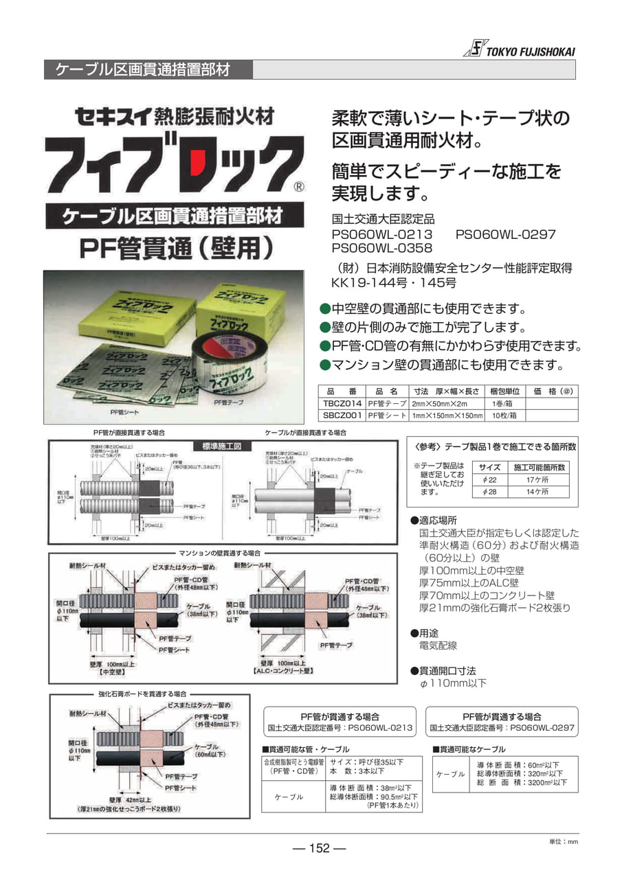 ケーブル区画貫通措置部材(152ページ目)