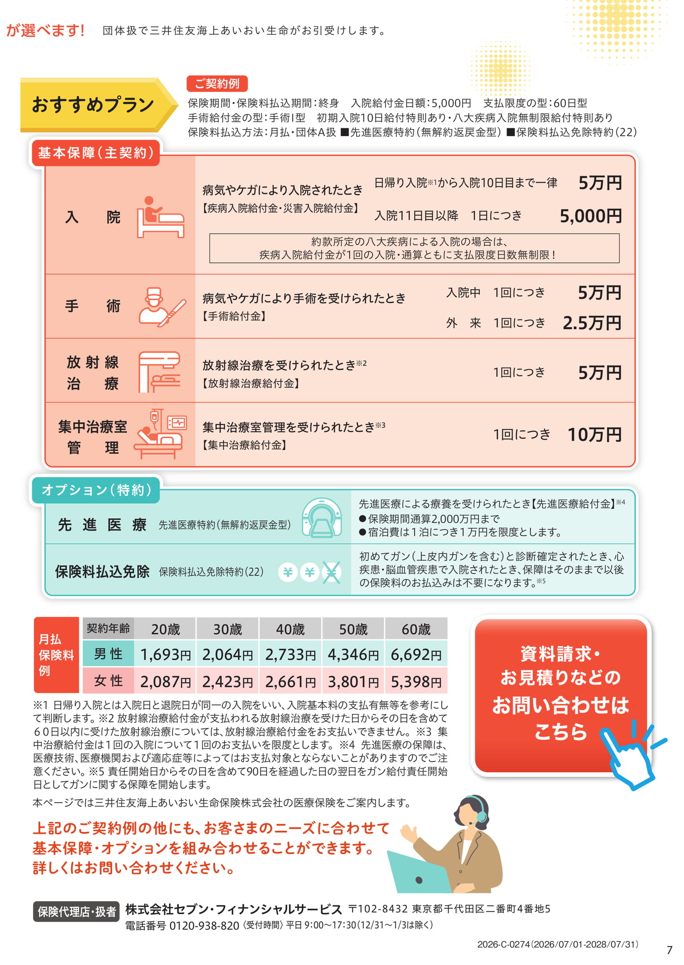 医療保険のご契約例と保障内容（7ページ目）