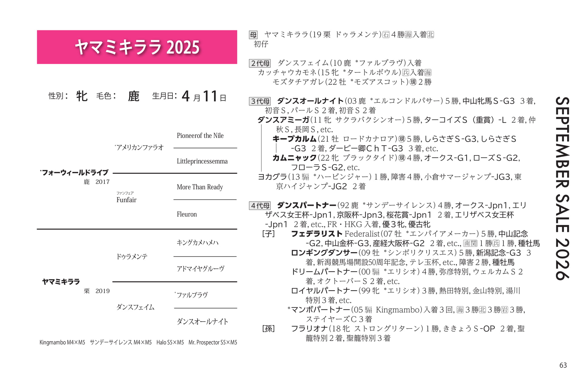 ヤマミキララ 2025 血統(63ページ目)