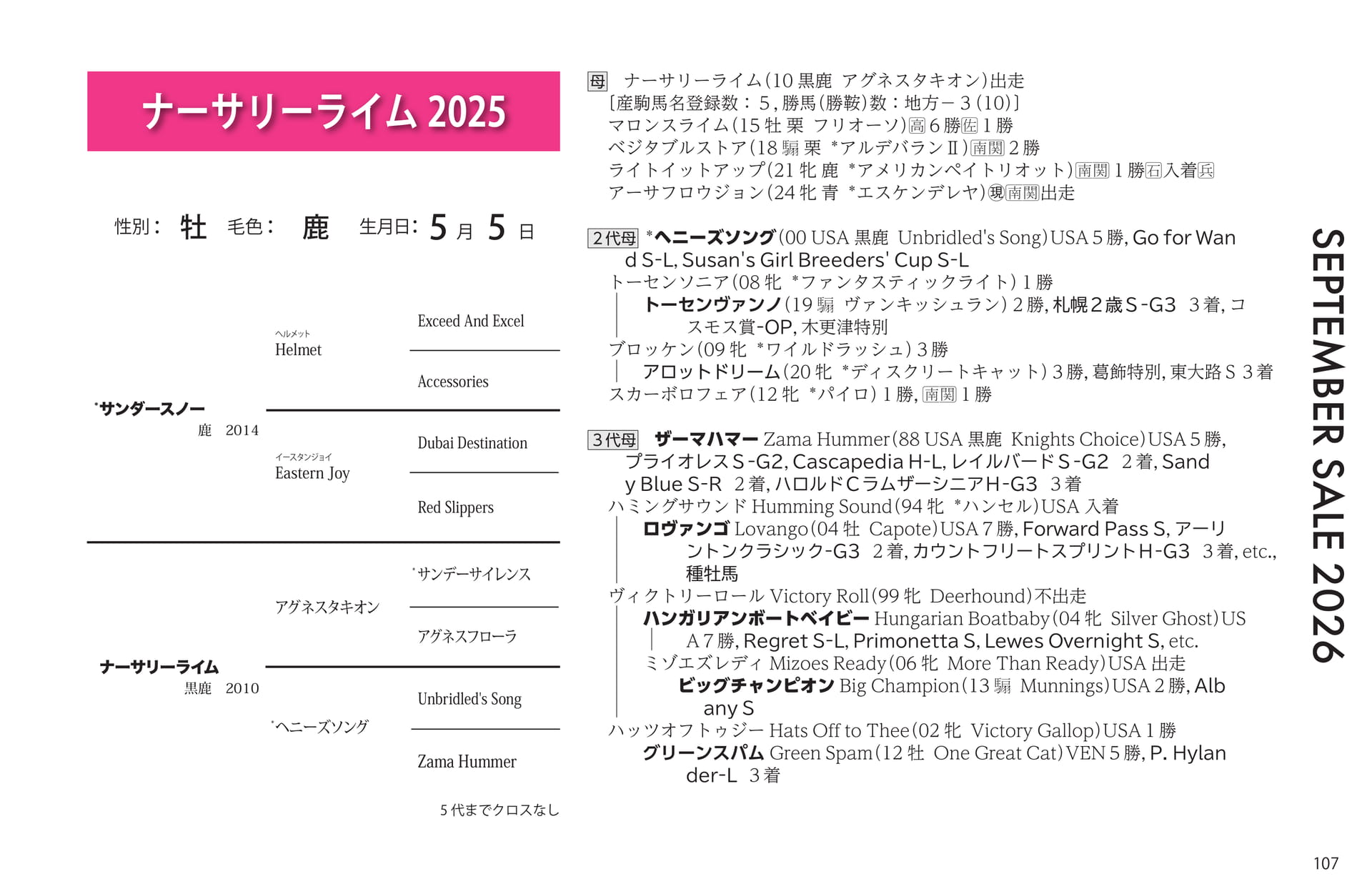 ナーサリーライム 2025の血統書(107ページ目)