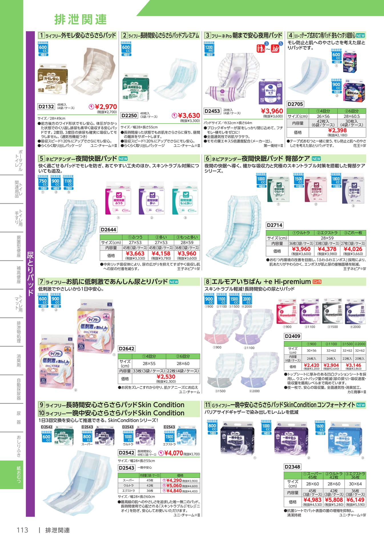 夜用尿とりパッド(114ページ目)