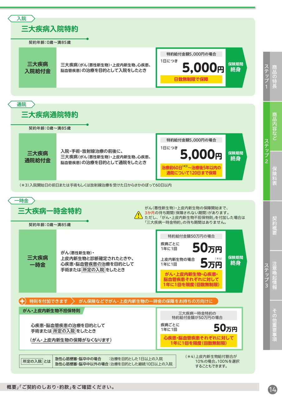 三大疾病に関する特約(15ページ目)