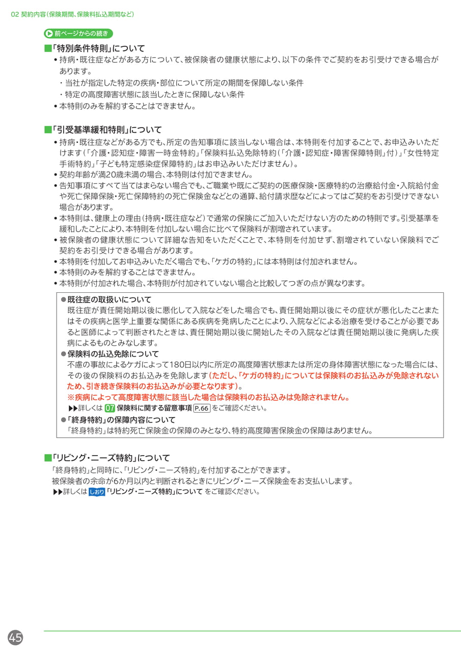 特別条件特則・引受基準緩和特則(46ページ目)