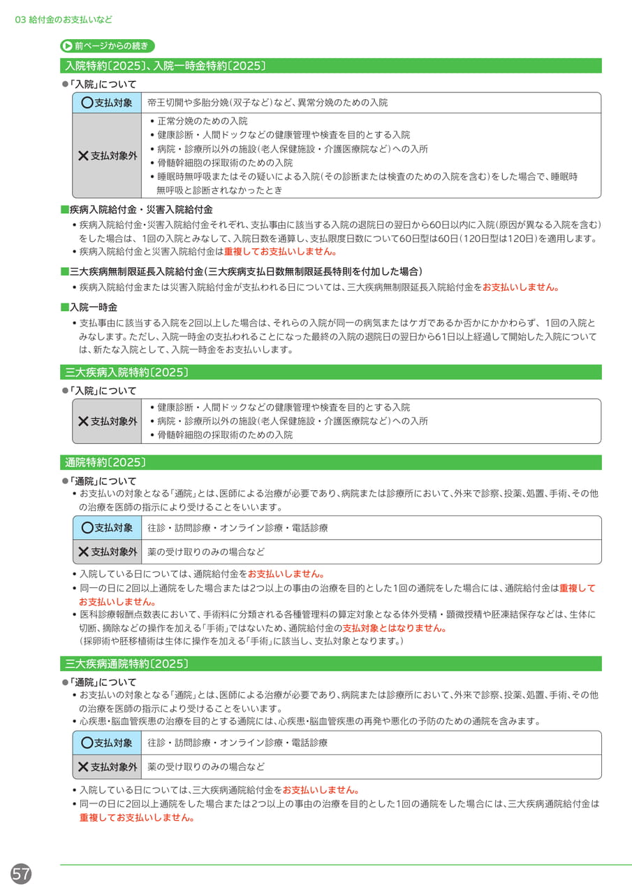 給付金のお支払い 入院特約・通院特約(58ページ目)