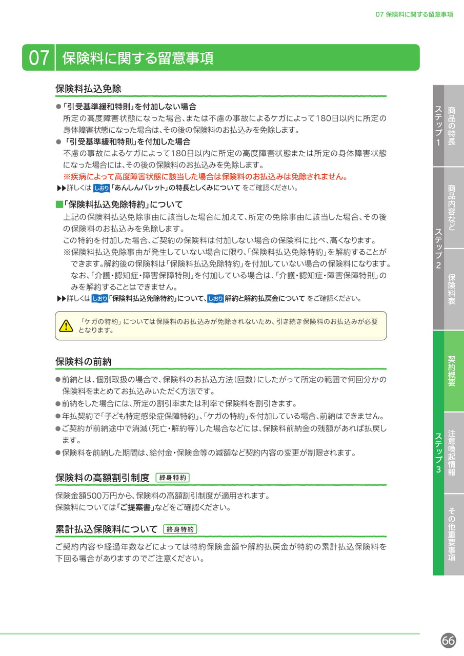 保険料に関する留意事項(67ページ目)