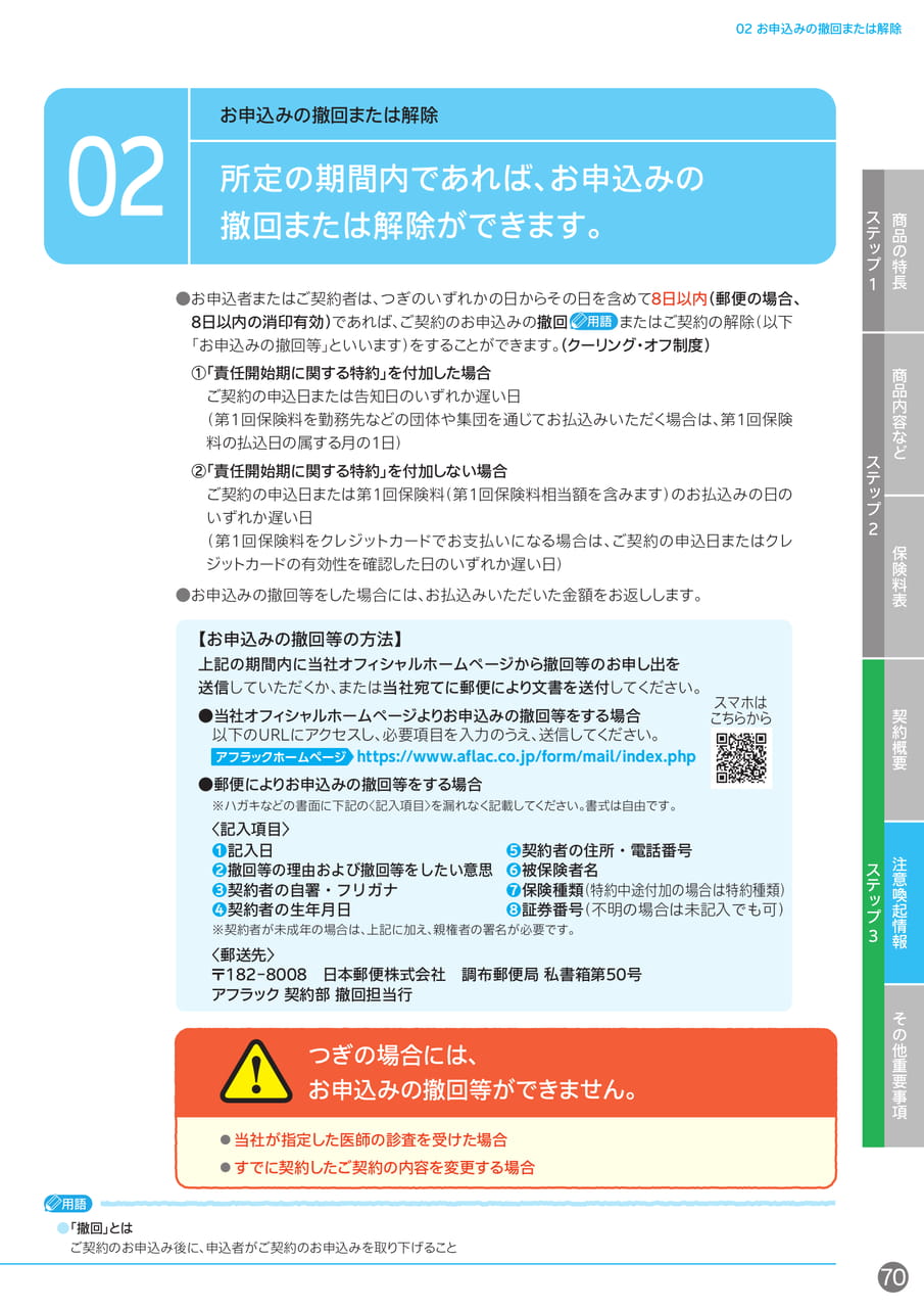お申込みの撤回または解除(71ページ目)