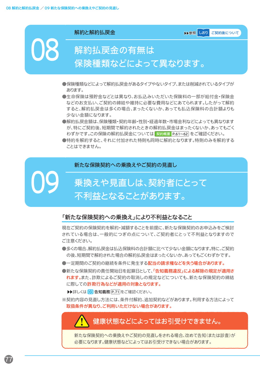 解約と新たな保険契約への乗換え(78ページ目)