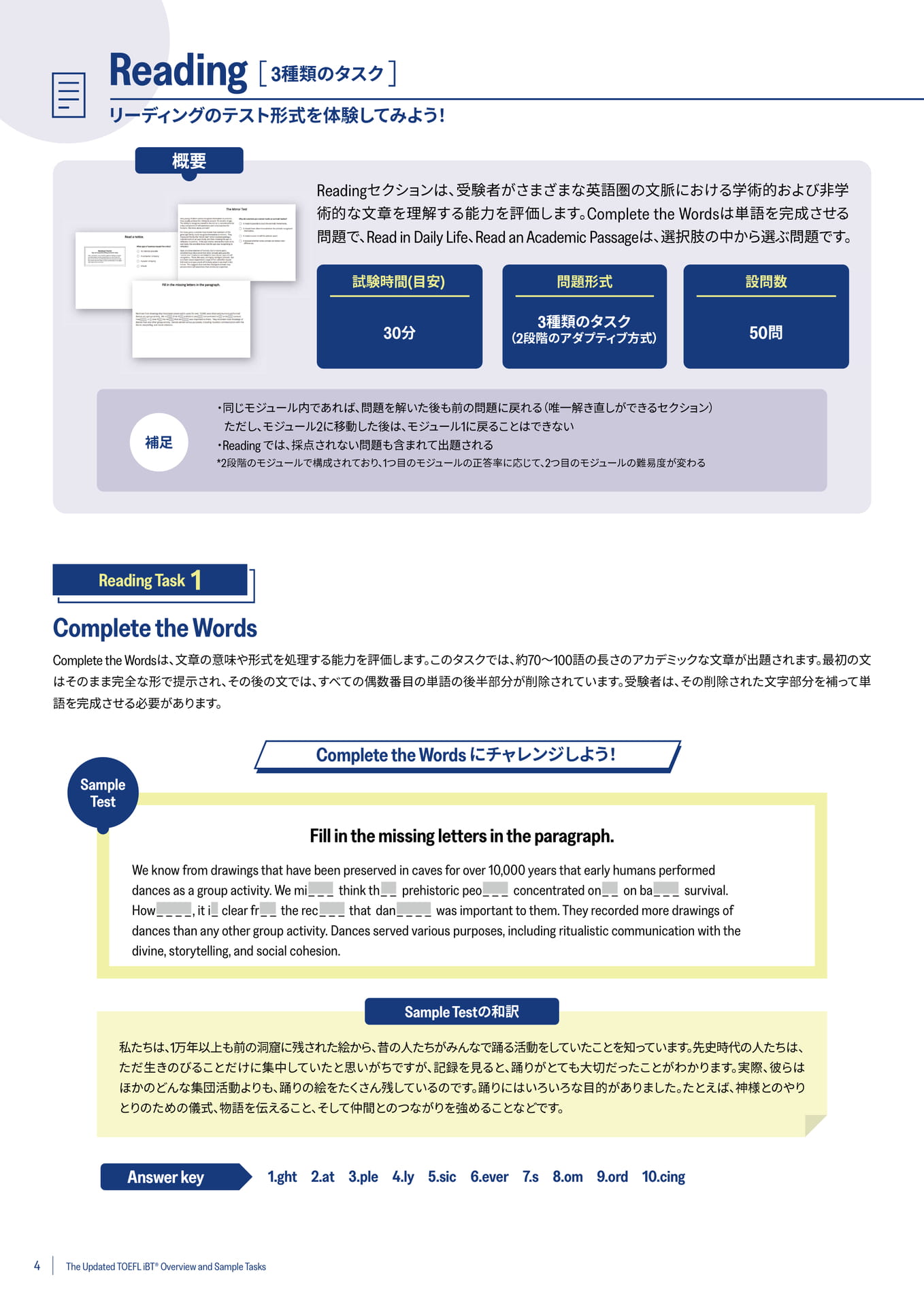 Reading(Complete the Words)(4ページ目)