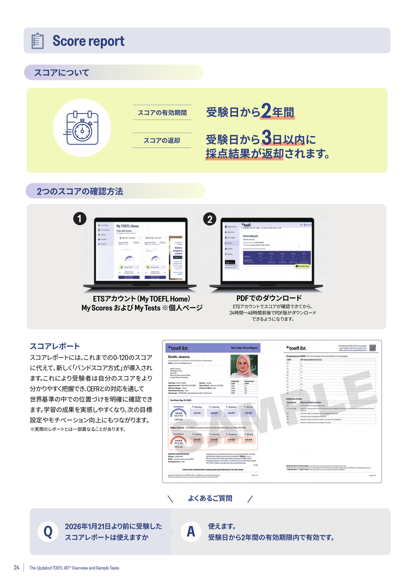 TOEFL iBTスコアレポート(24ページ目)