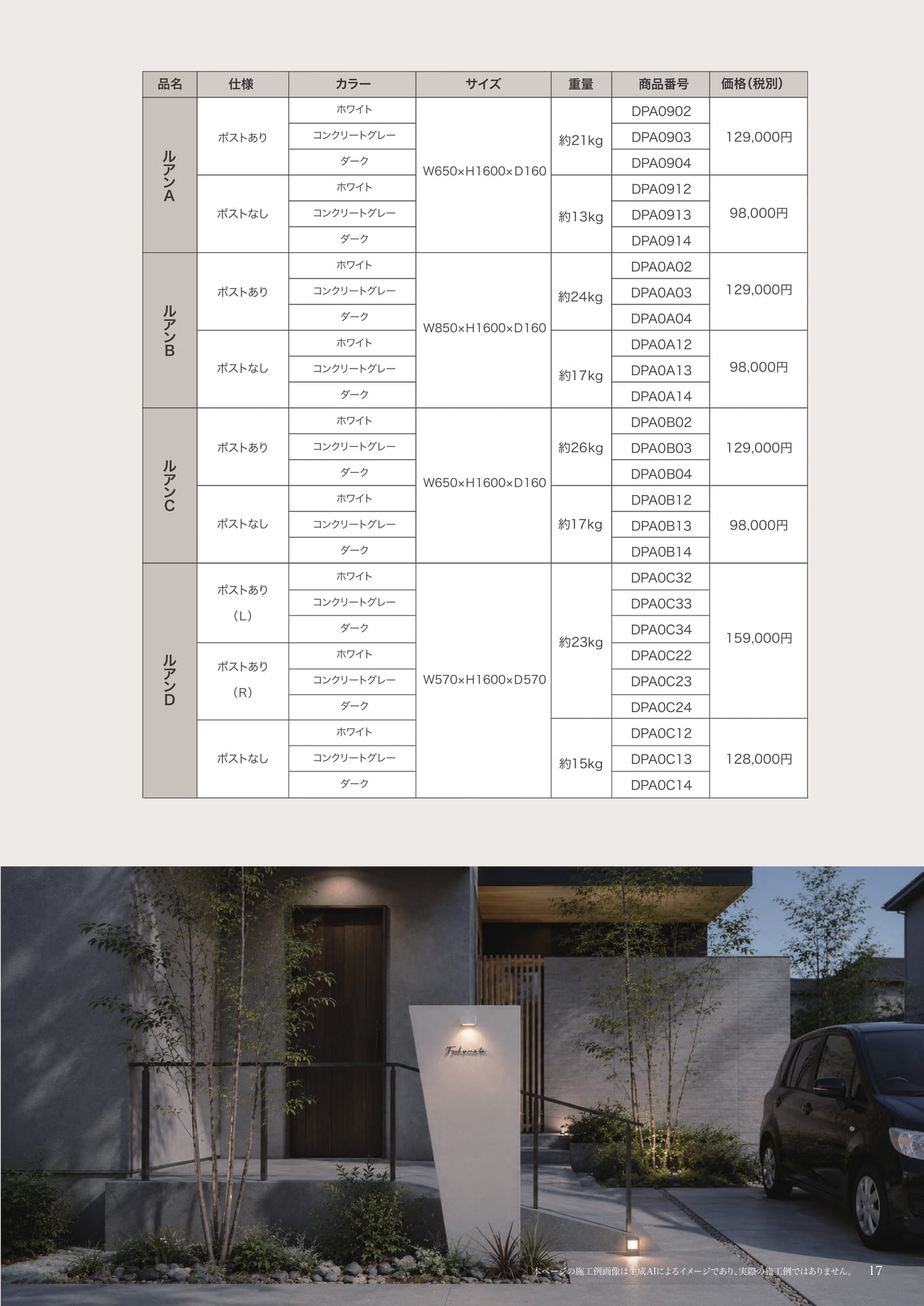 価格・仕様一覧（19ページ目）