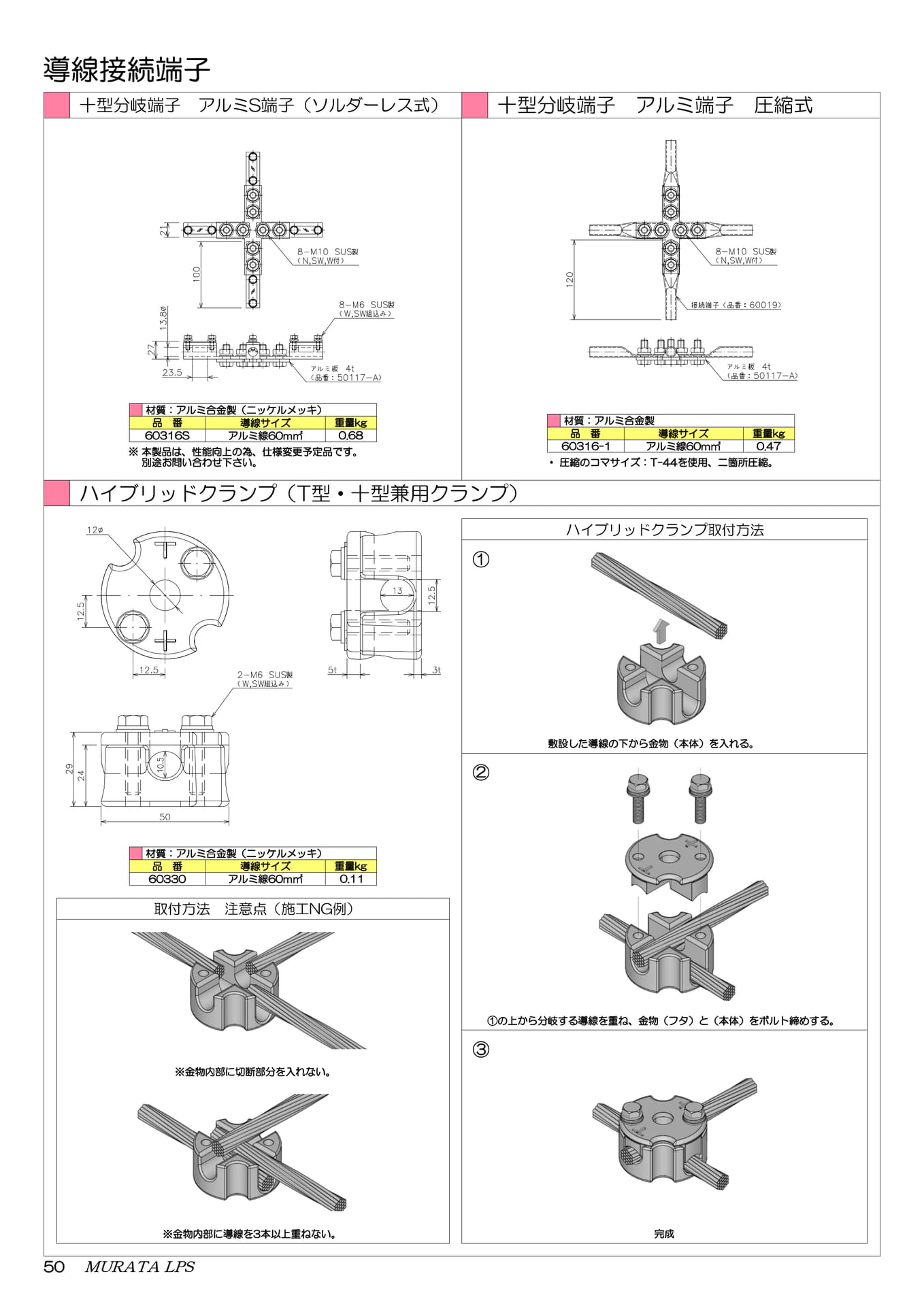 十型分岐端子・ハイブリッドクランプ（52ページ目）