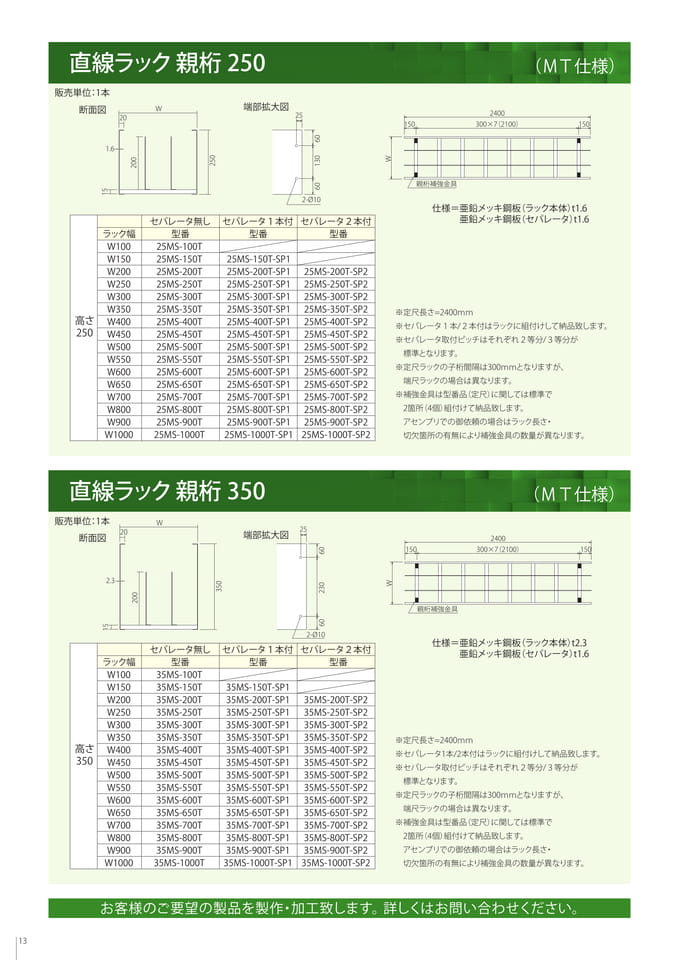 直線ラック親桁250/350（14ページ目）
