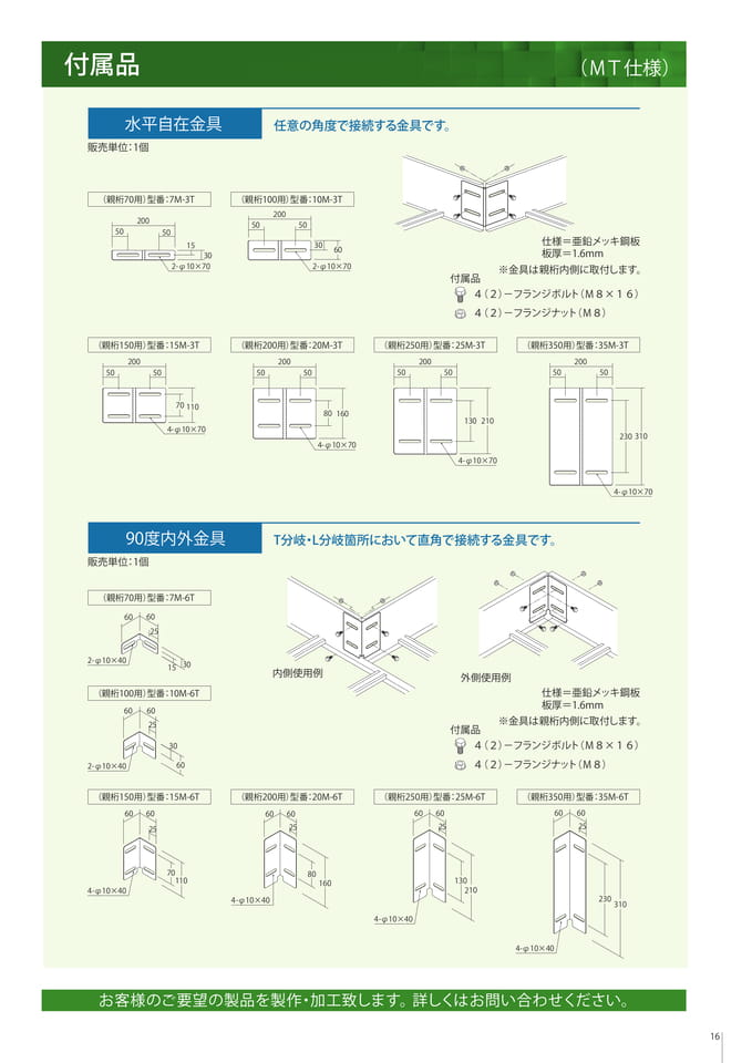 付属品　水平自在金具/90度内外金具（17ページ目）