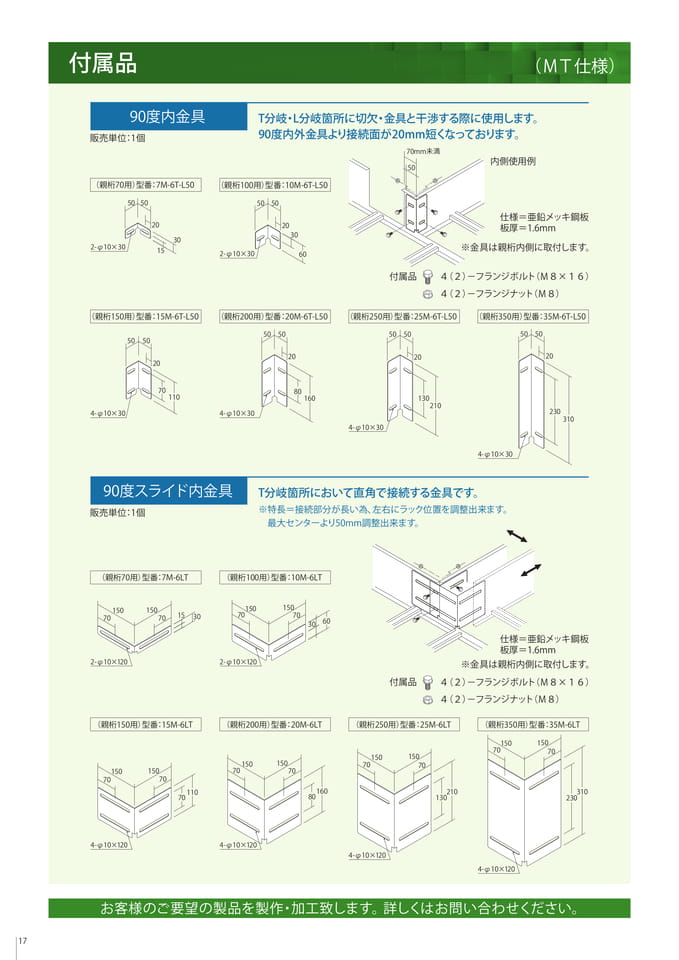 付属品　90度内金具/90度スライド内金具（18ページ目）