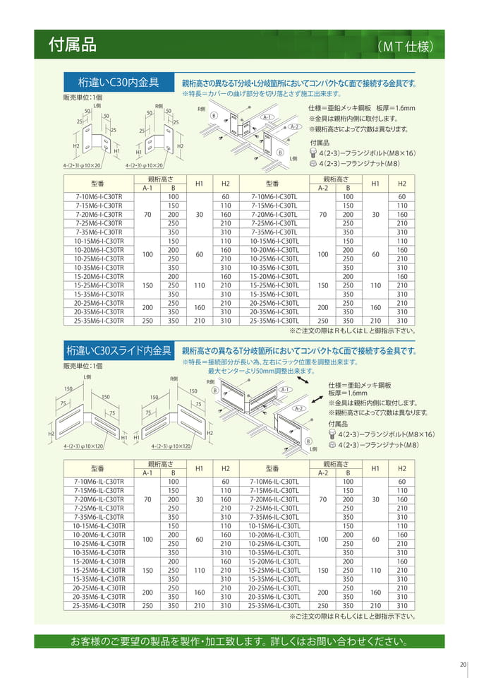 付属品　桁違いＣ30内金具/桁違いＣ30スライド内金具（21ページ目）