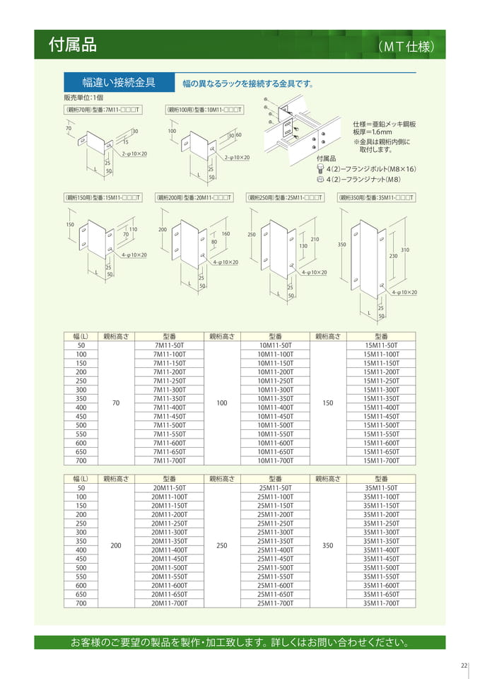 付属品　幅違い接続金具（23ページ目）