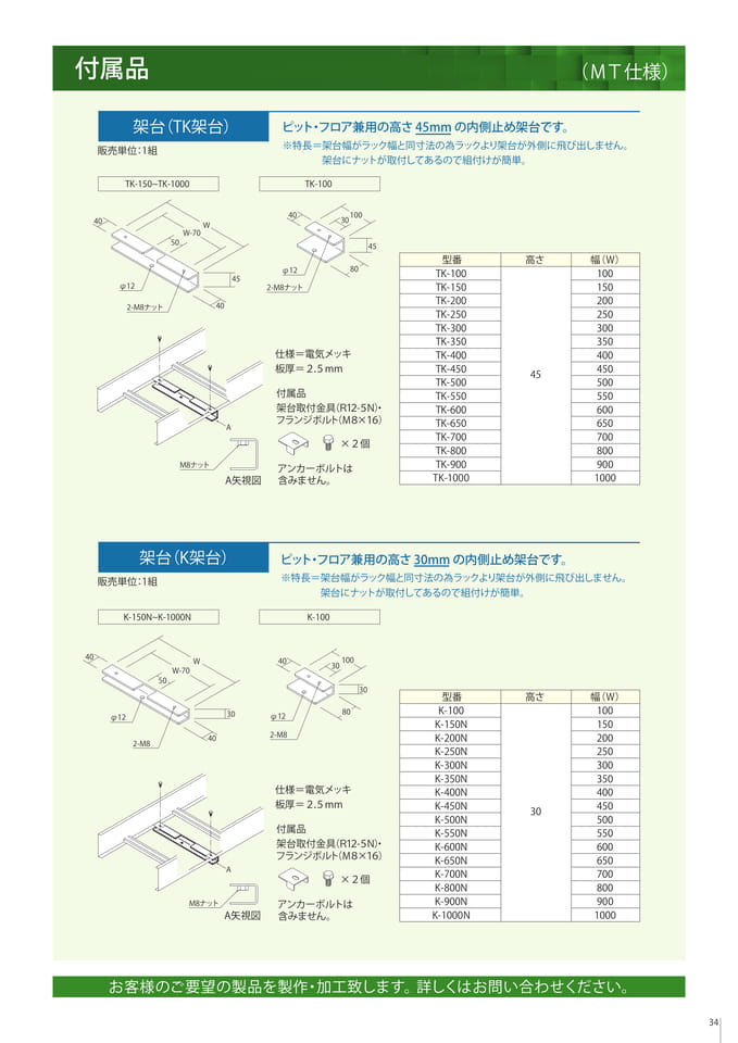 付属品　架台（TK架台）/架台（K架台）（35ページ目）