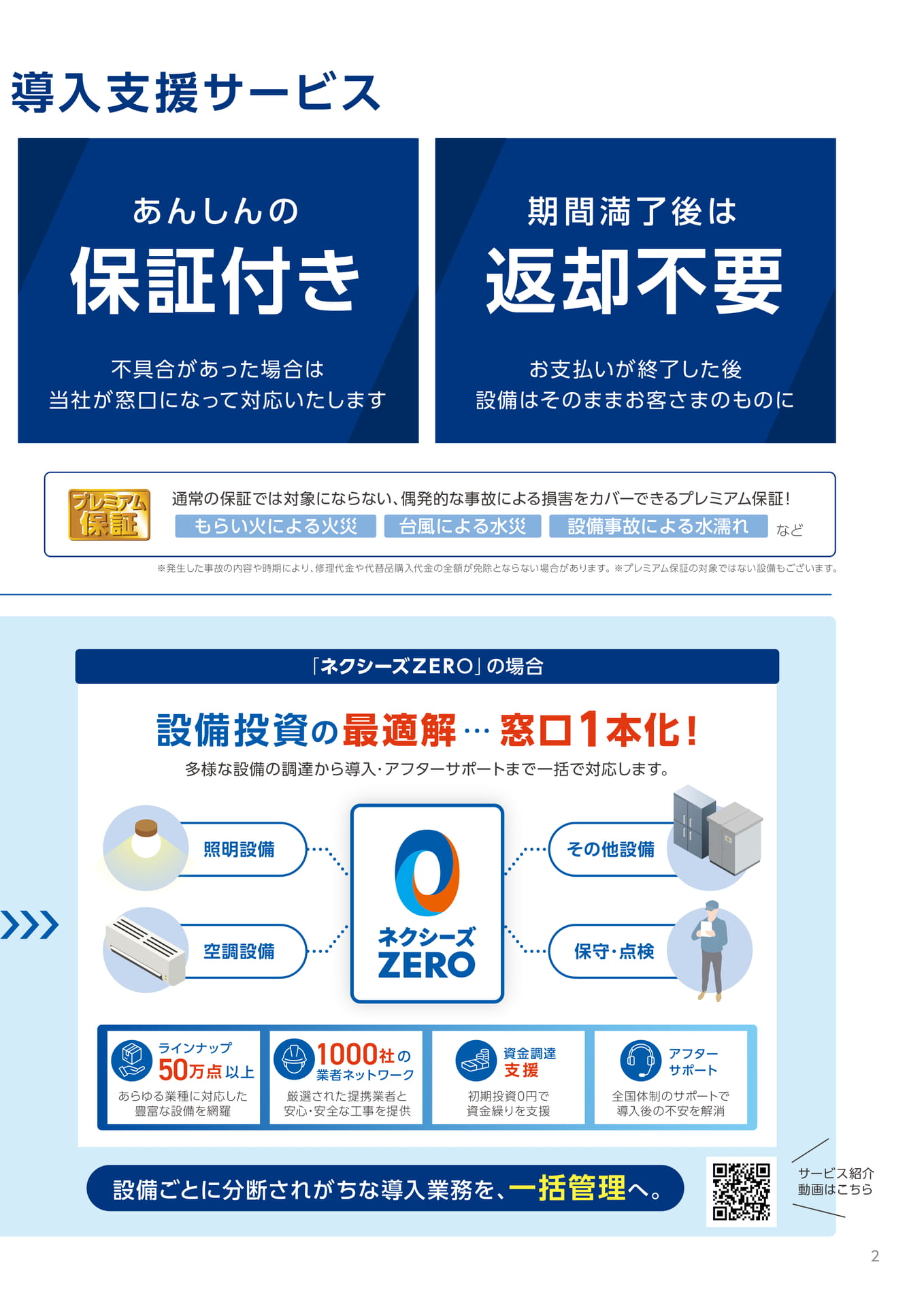 サービスの特徴と保証（3ページ目）