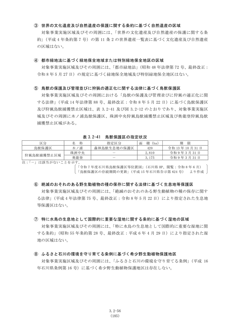 鳥獣保護区等の指定状況（192ページ目）