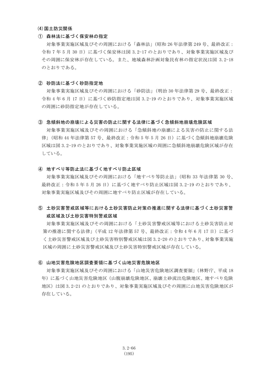 国土防災関係の規制状況（202ページ目）