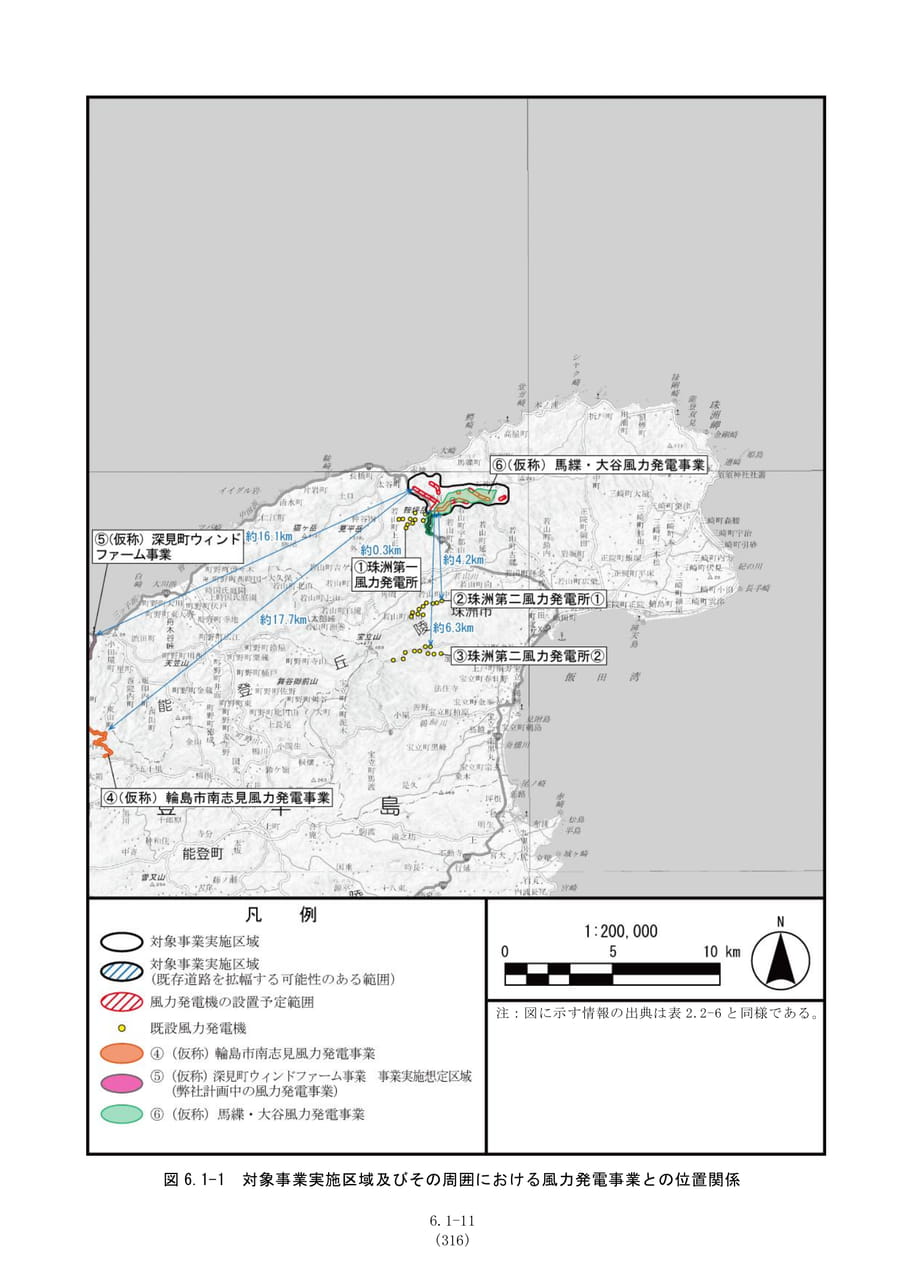 風力発電事業との位置関係図（323ページ目）