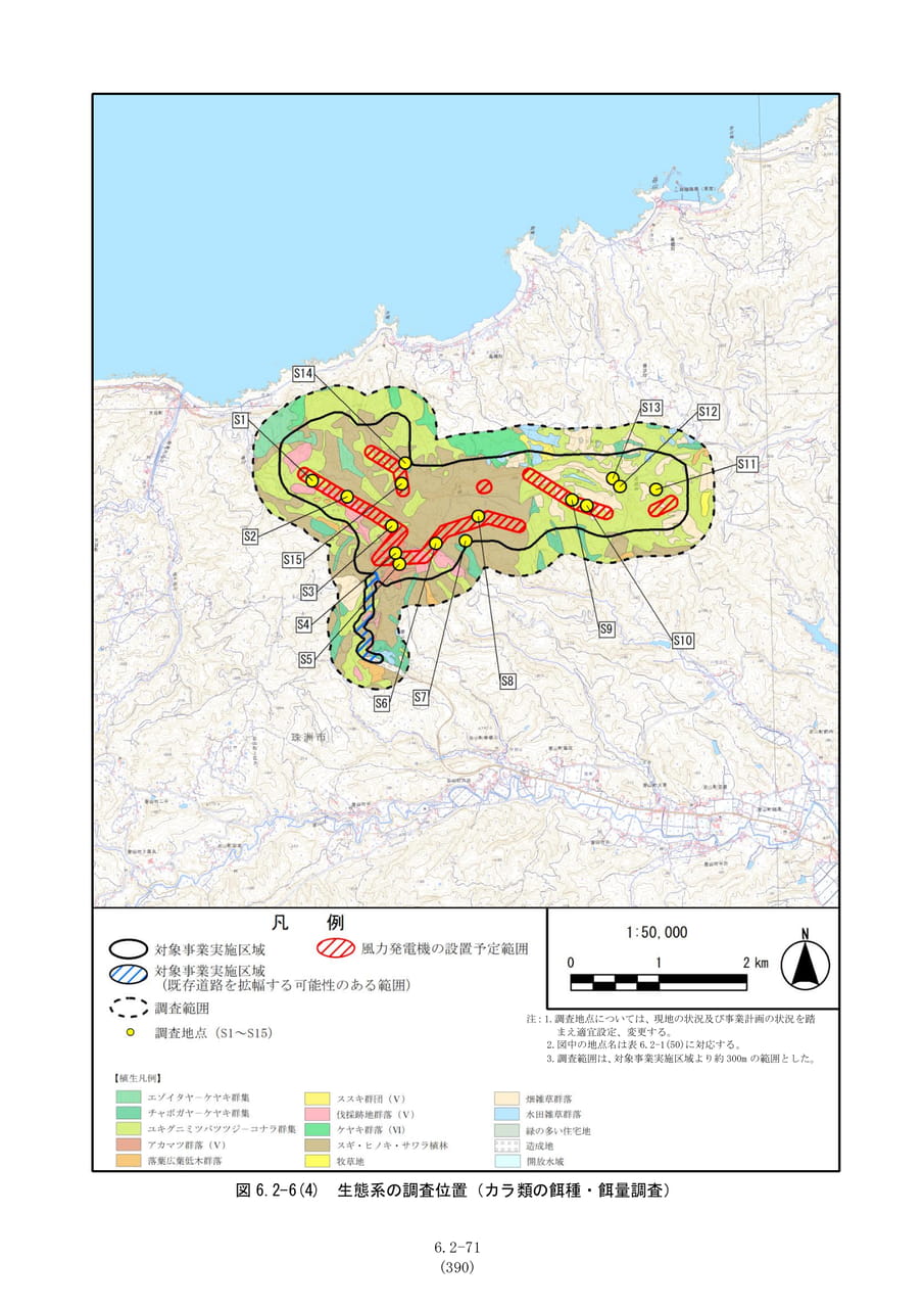 生態系の調査位置（カラ類餌）（397ページ目）