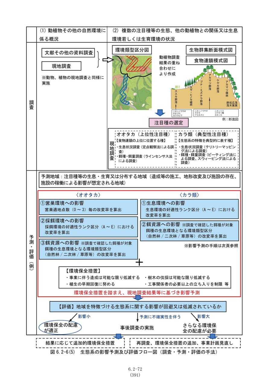 影響予測及び評価フロー（生態系1）（398ページ目）