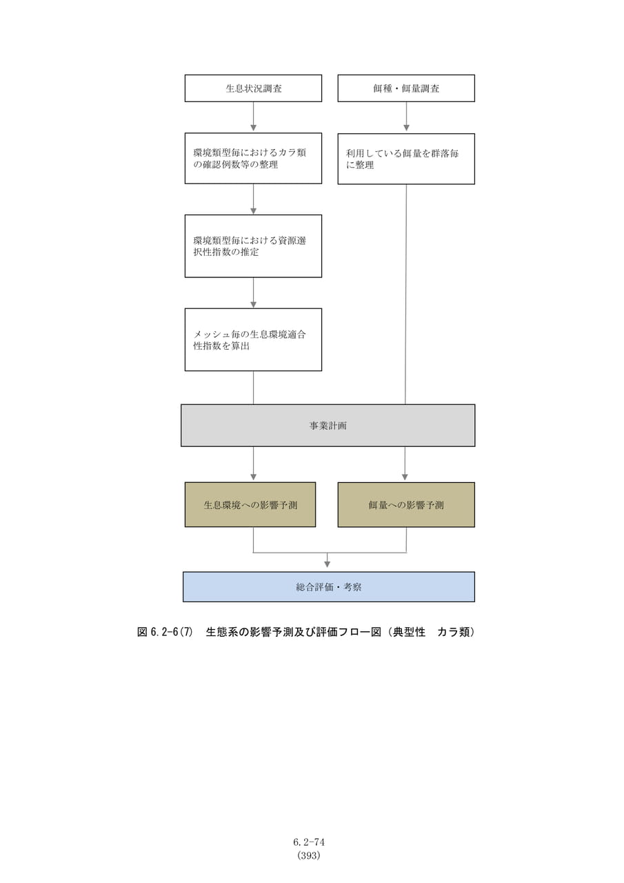影響予測及び評価フロー（カラ類）（400ページ目）