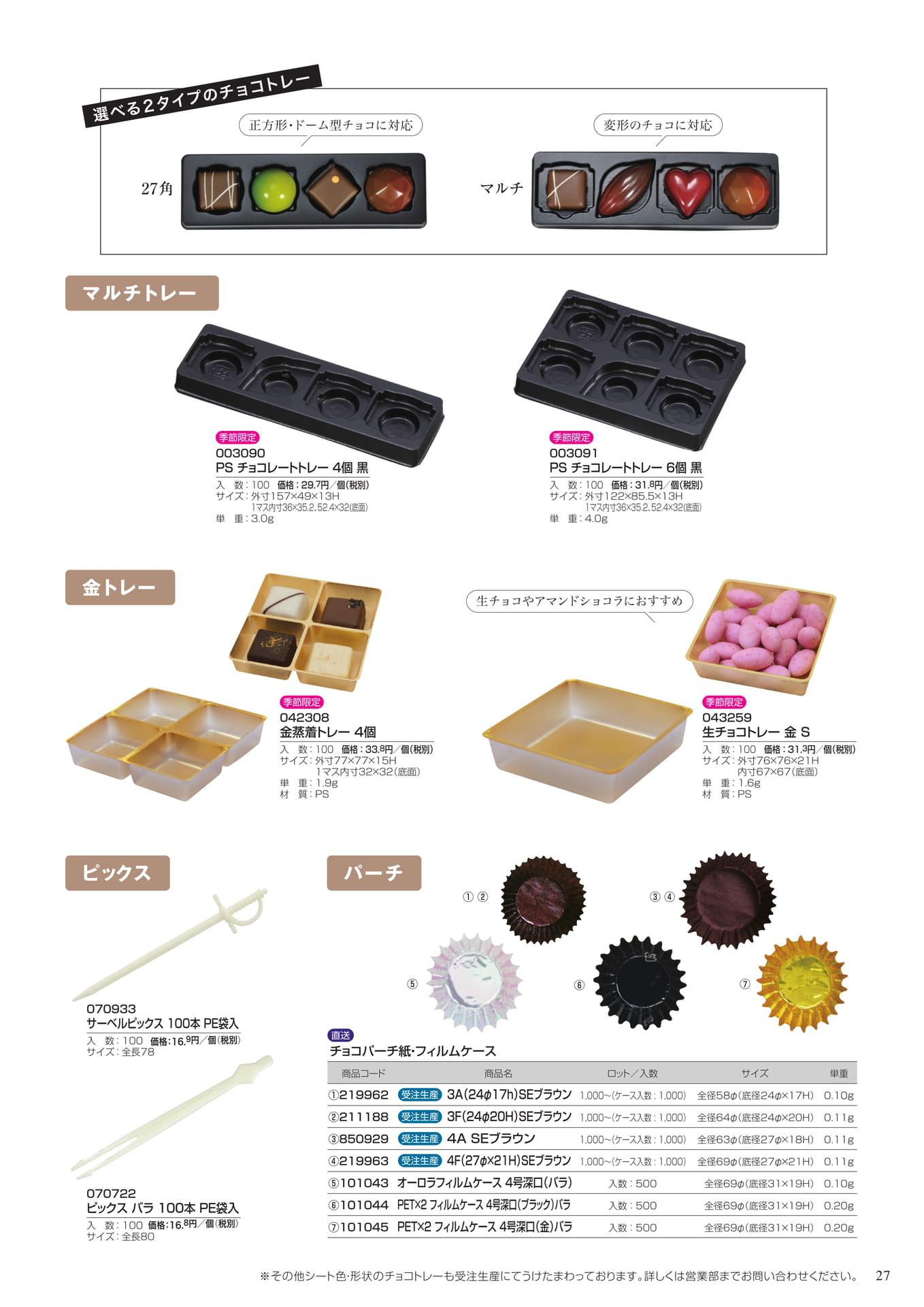 選べる2タイプのチョコトレー（27ページ目）