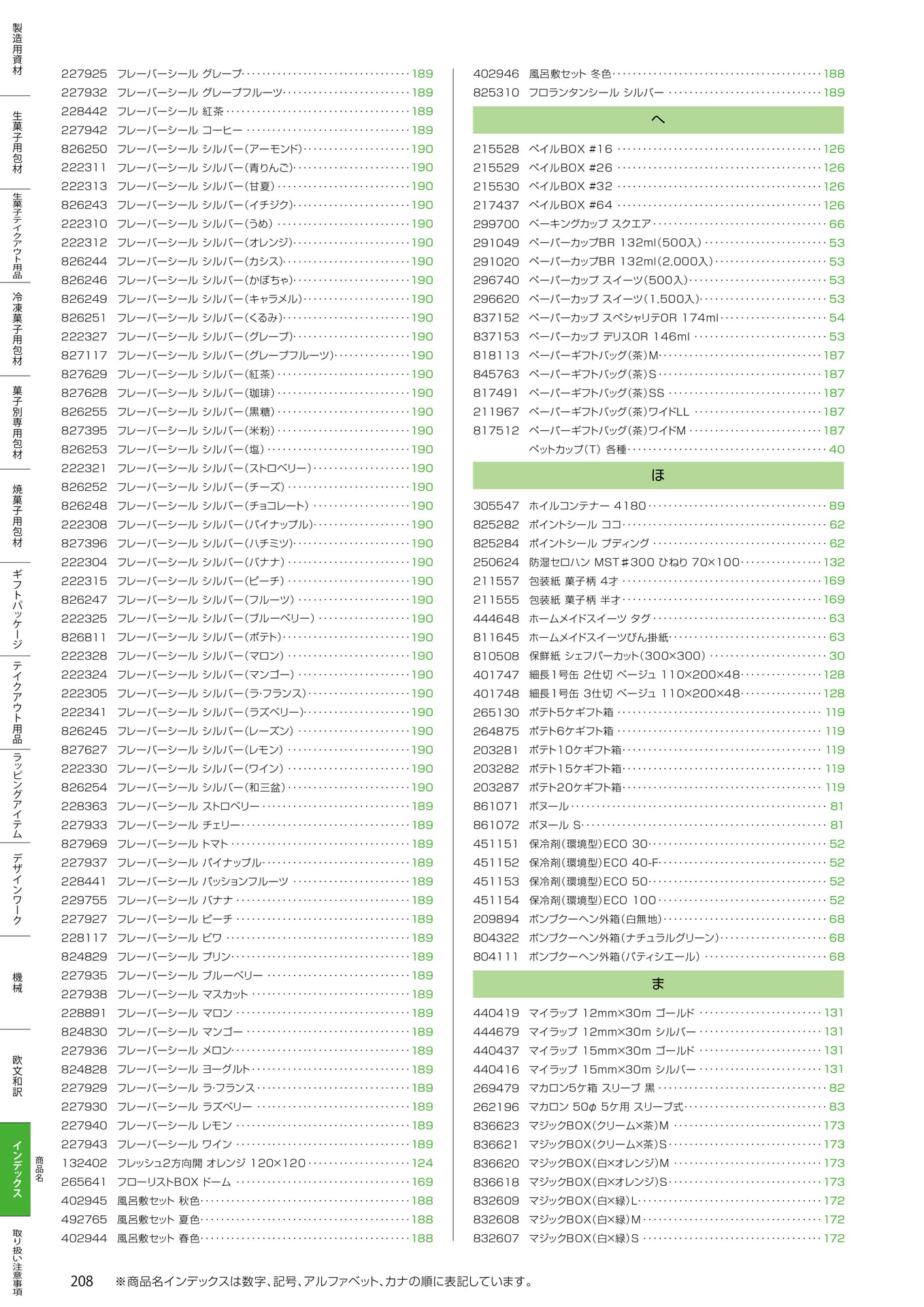 商品名インデックス(ふ・へ・ほ)(208ページ目)