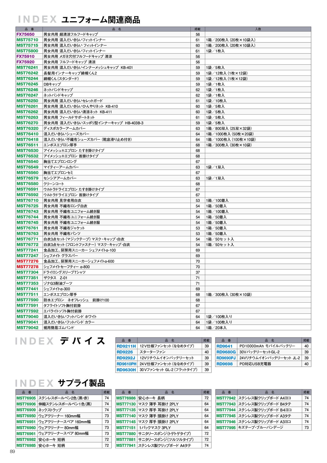 INDEX ユニフォーム関連商品(90ページ目)