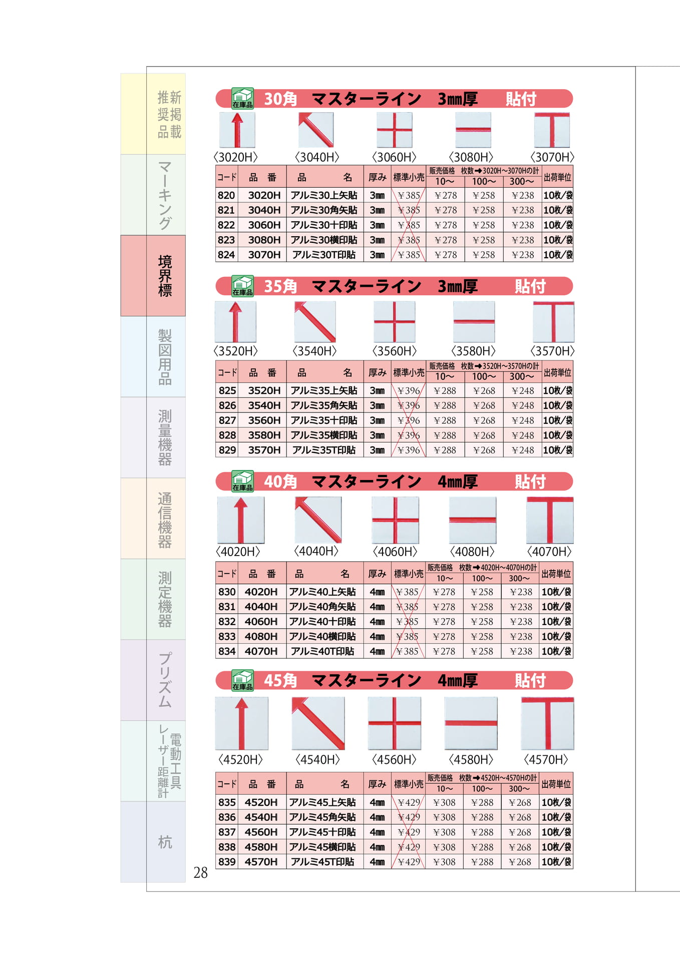 P.28　コノエ　マスターライン①　30～45角　貼（32ページ目）
