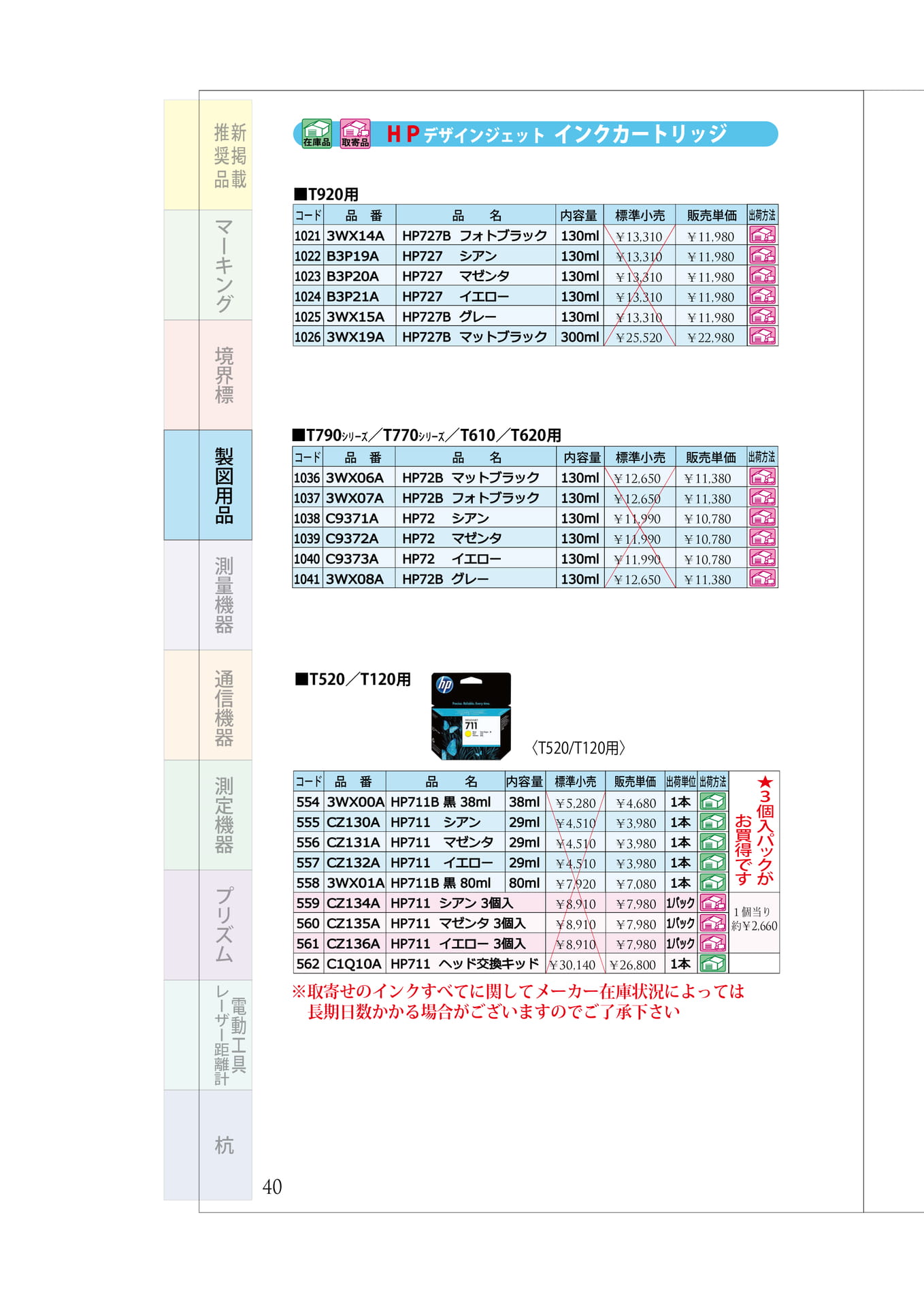 P.40　プリンター関連②　HPインクカートリッジ（44ページ目）