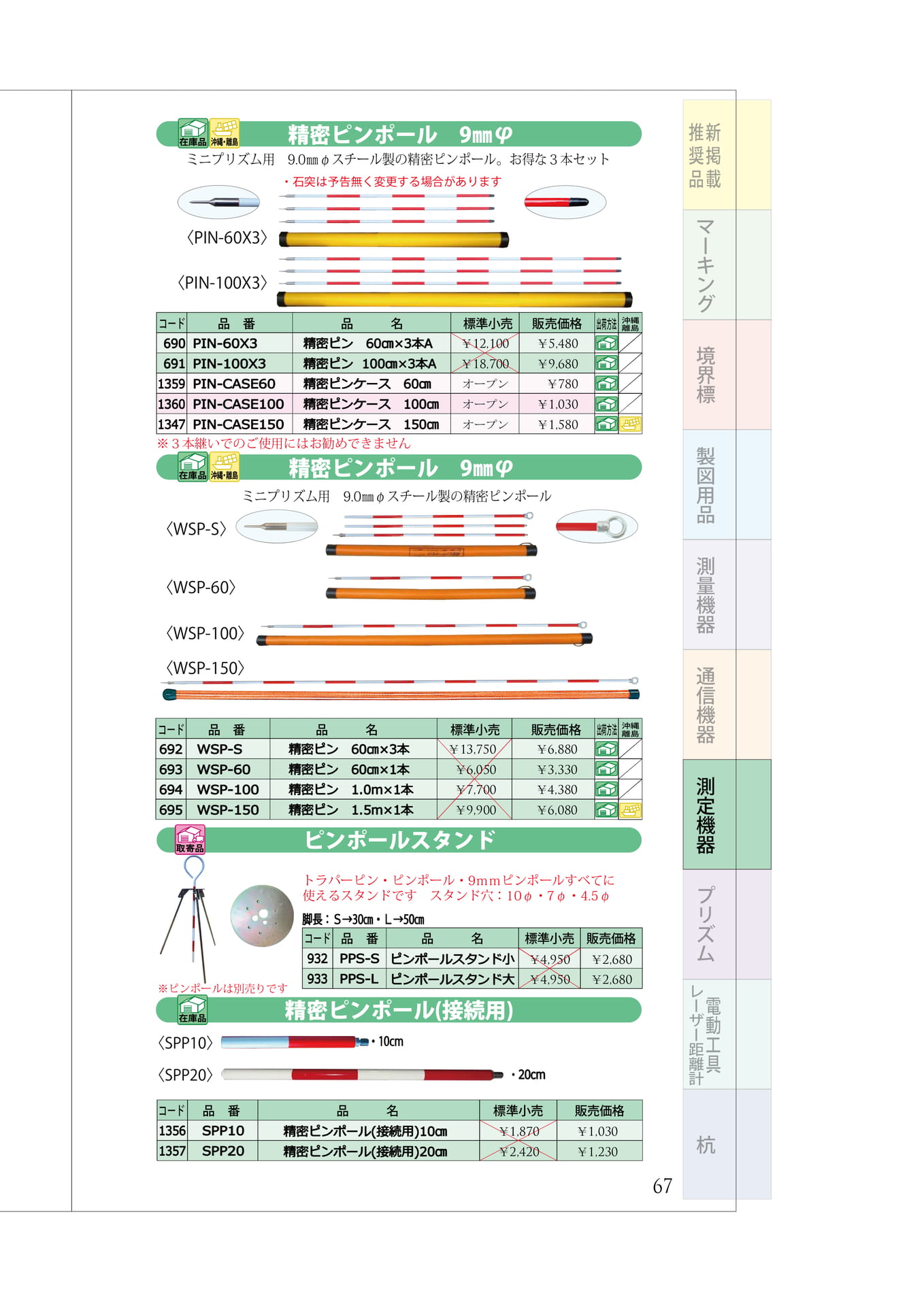 P.67　精密ピンポール　ピンポールスタンド（71ページ目）