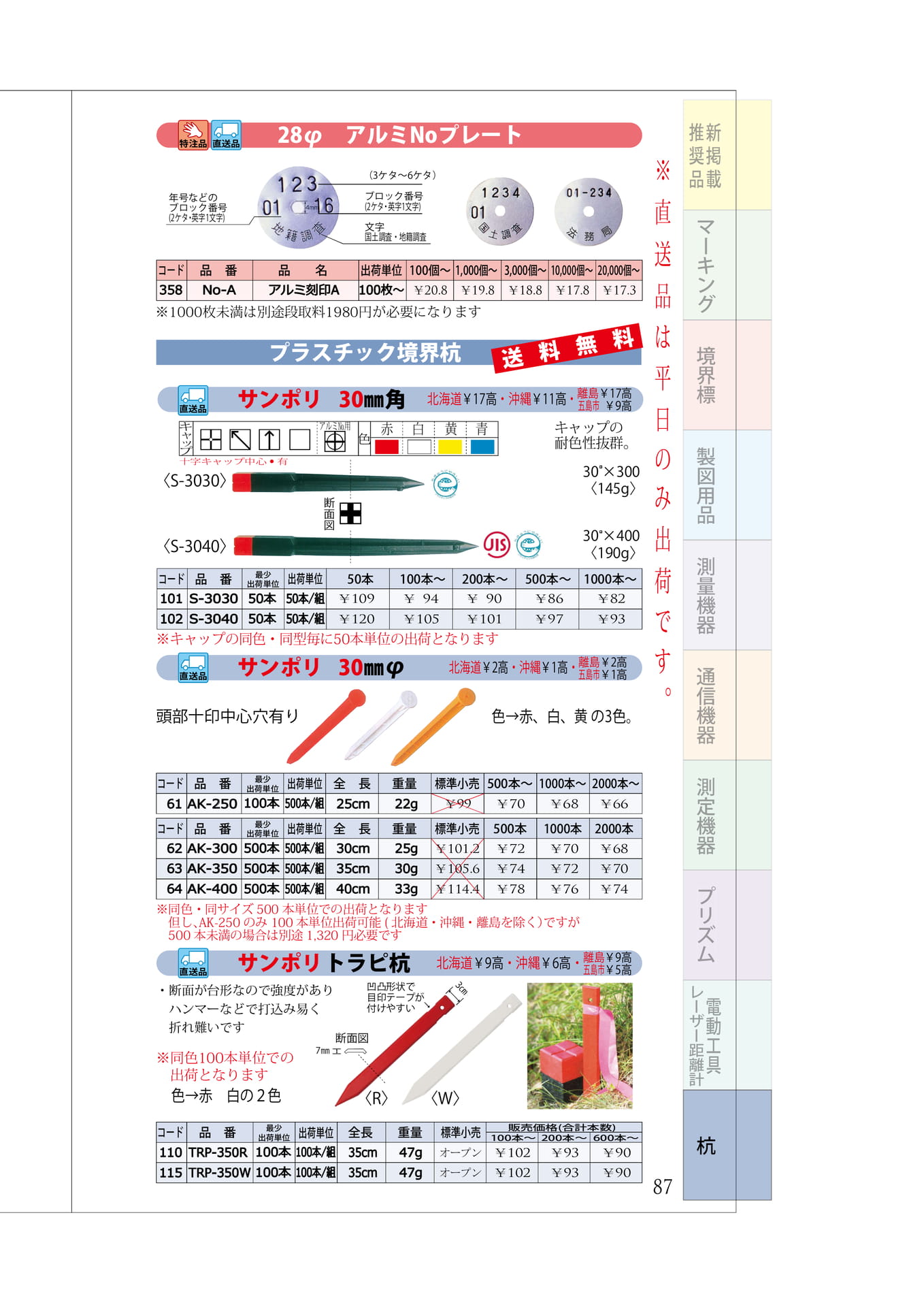 P.87　プラスチック杭①　ミニ杭（91ページ目）