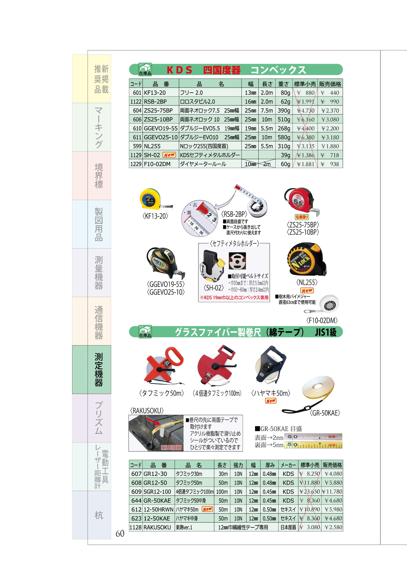 P.60 コンベックス 巻き尺(グラスファイバー製)(64ページ目)