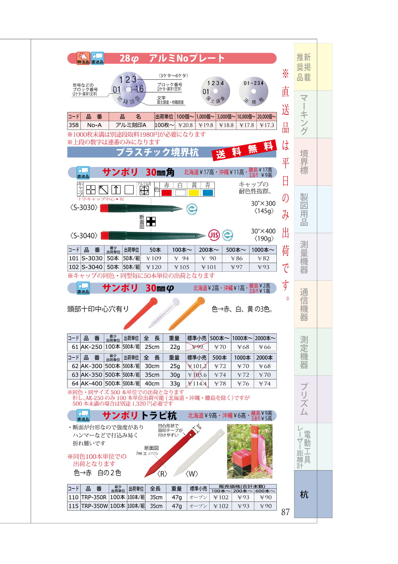 P.87 プラスチック杭① ミニ杭(91ページ目)
