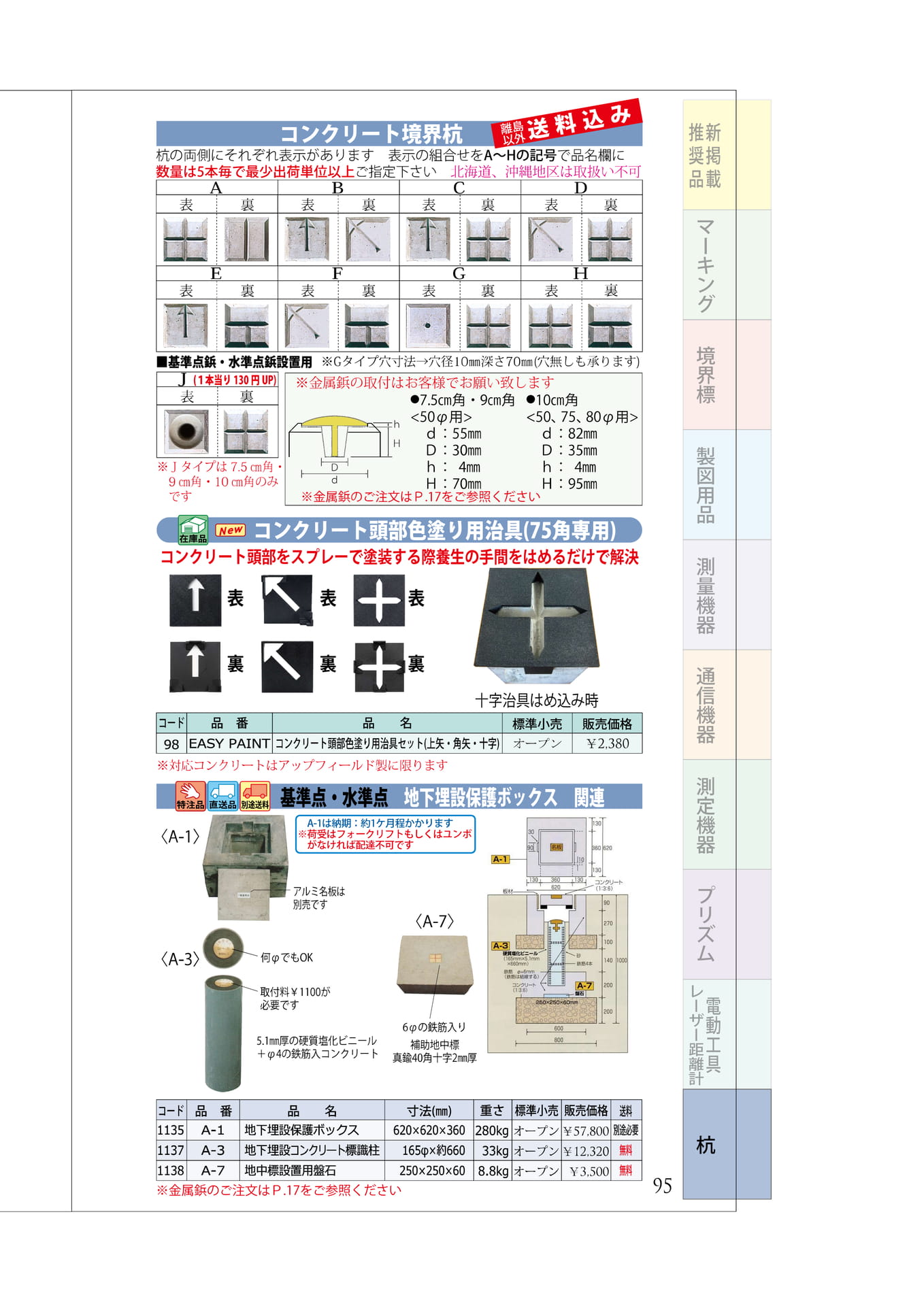 P.95 コンクリート表示タイプ表 地下保護埋設ボックス(99ページ目)