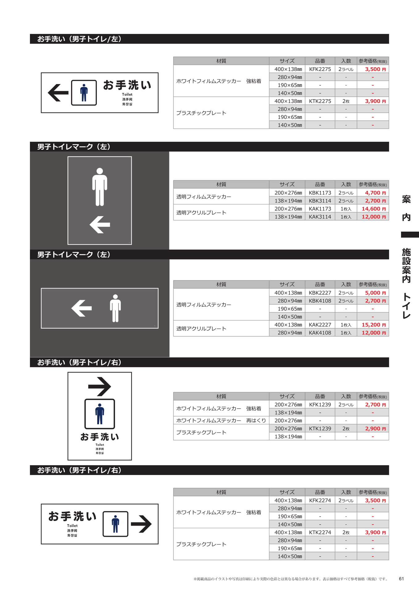 案内標識(男子トイレ・左)(61ページ目)
