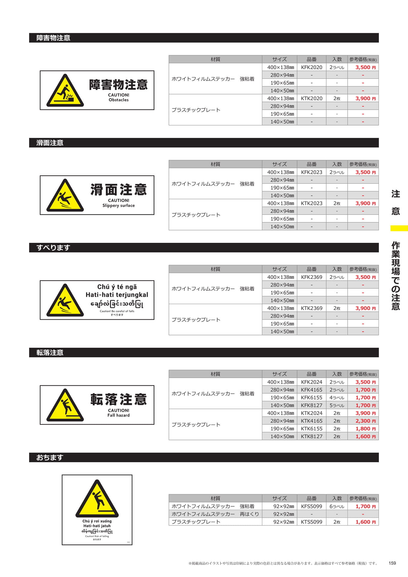 障害物・滑面注意(159ページ目)