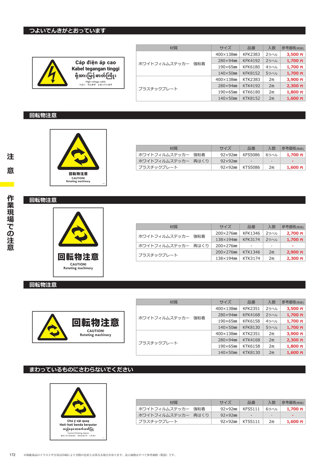 回転物注意(172ページ目)