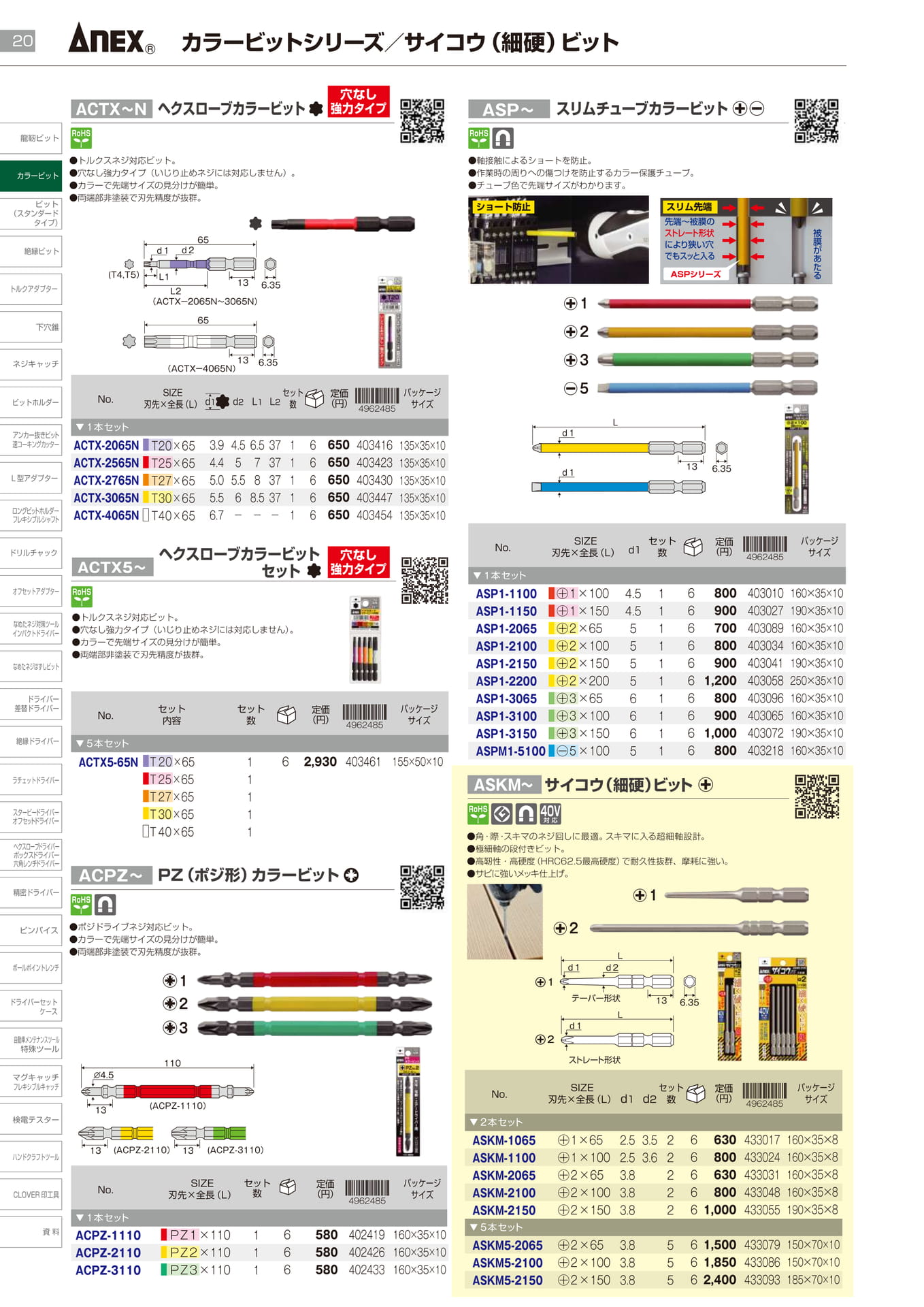 カラービット／サイコウ（細細硬）ビット		（22ページ目）
