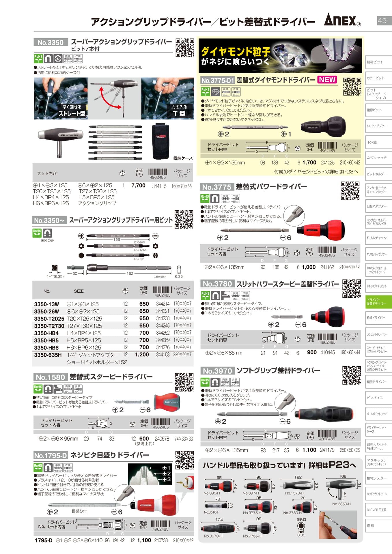 アクショングリップドライバー／ビット差替式ドライバー		（51ページ目）