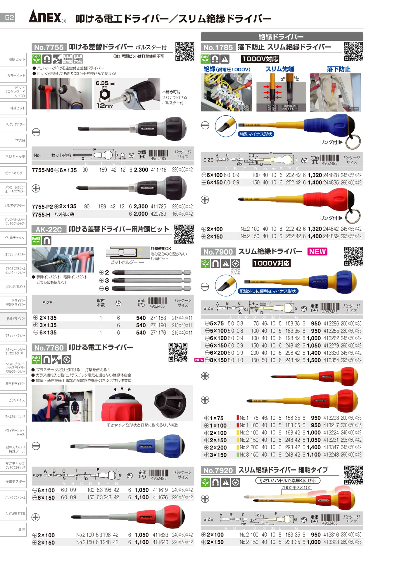 叩ける電工ドライバー／スリム絶縁ドライバー		（54ページ目）