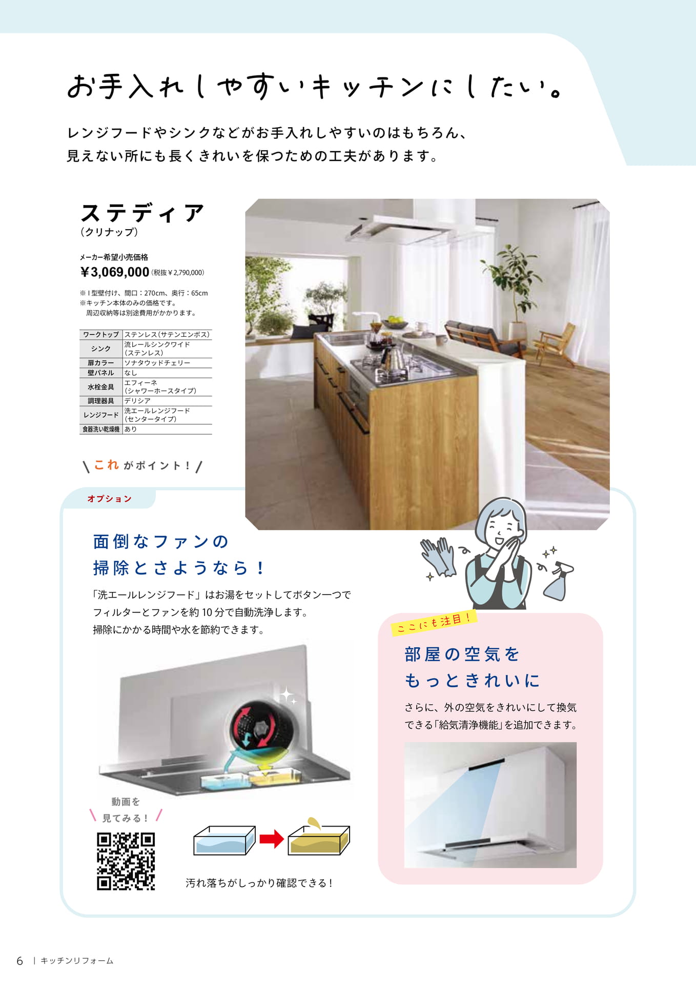お手入れしやすいキッチンにしたい。（6ページ目）