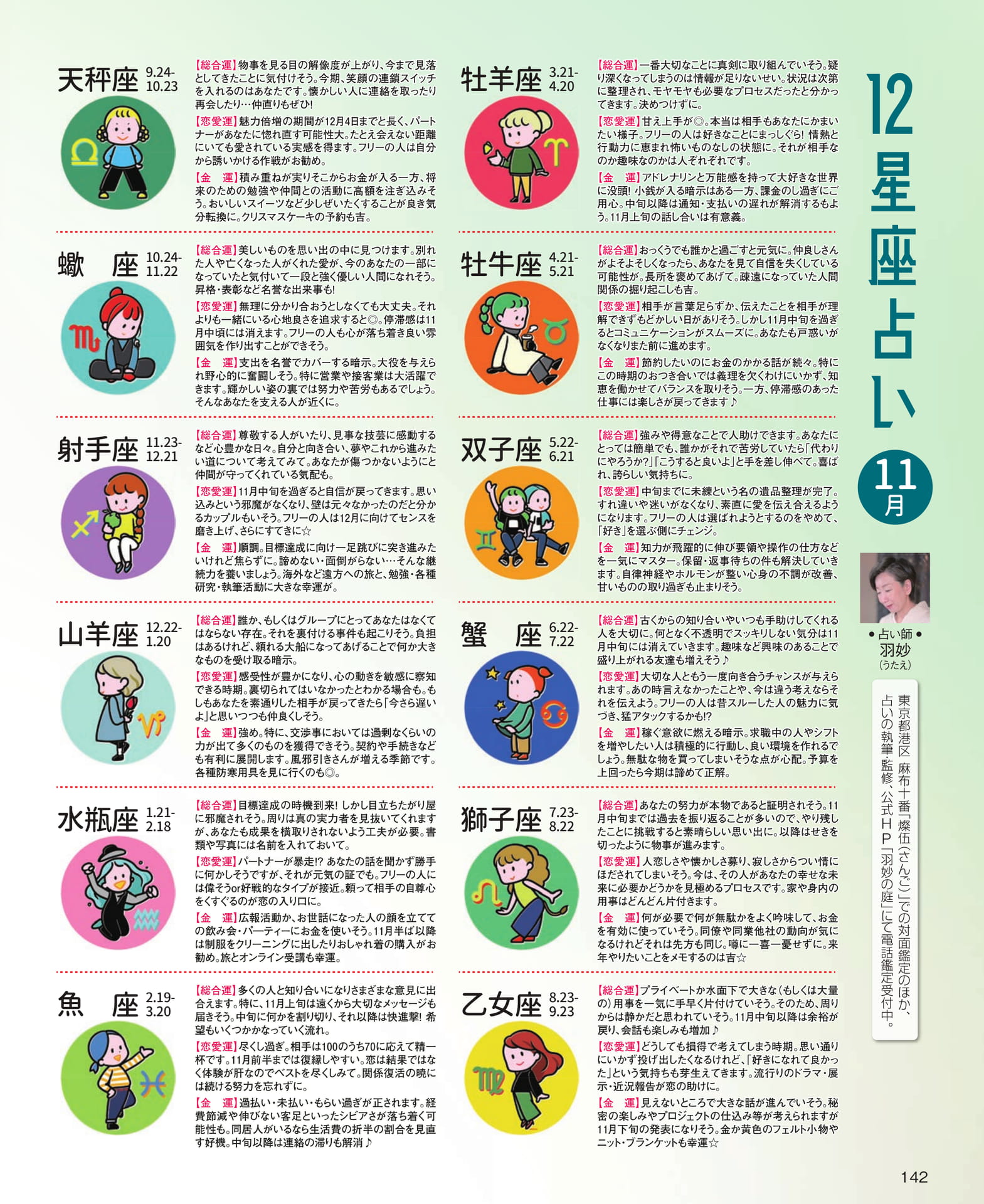 今月の星占い(142ページ目)